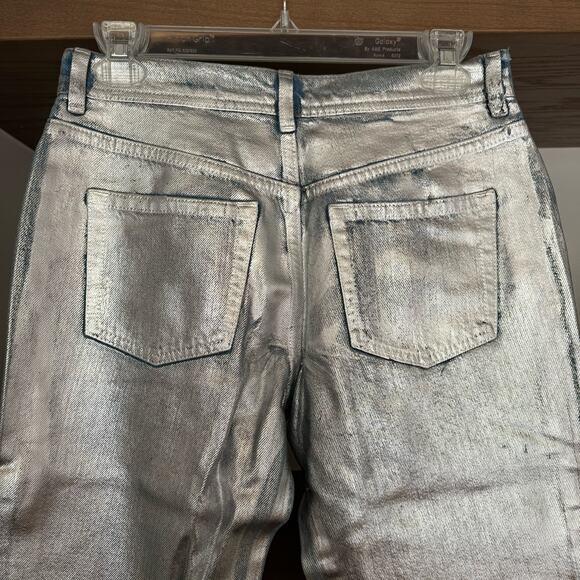 Free People Maggie Foil Jeans in Silver - Picture 6 of 7